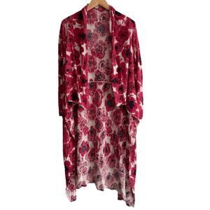 Garnet Hill Florabella Linen Cotton Long Duster Lightweight Sweater Cardigan S